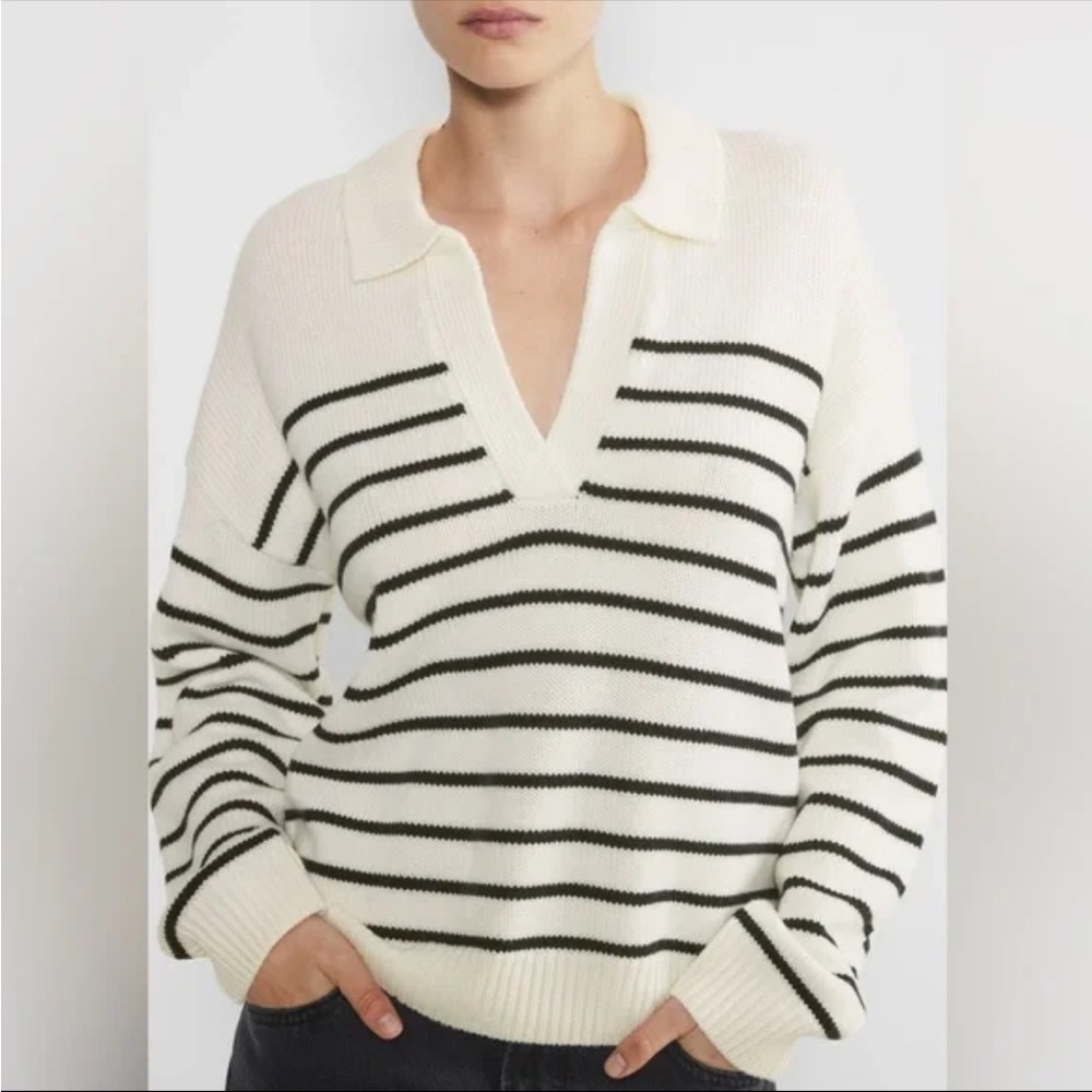 Aritzia Black and White Striped Sweater